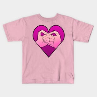 infinity hand gesture in pink heart Kids T-Shirt